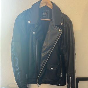 Zara Black Bomber Jacket with Varsity Style
